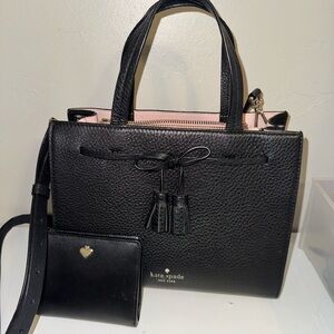 Kate Spade Black Satchel with Pink Accents